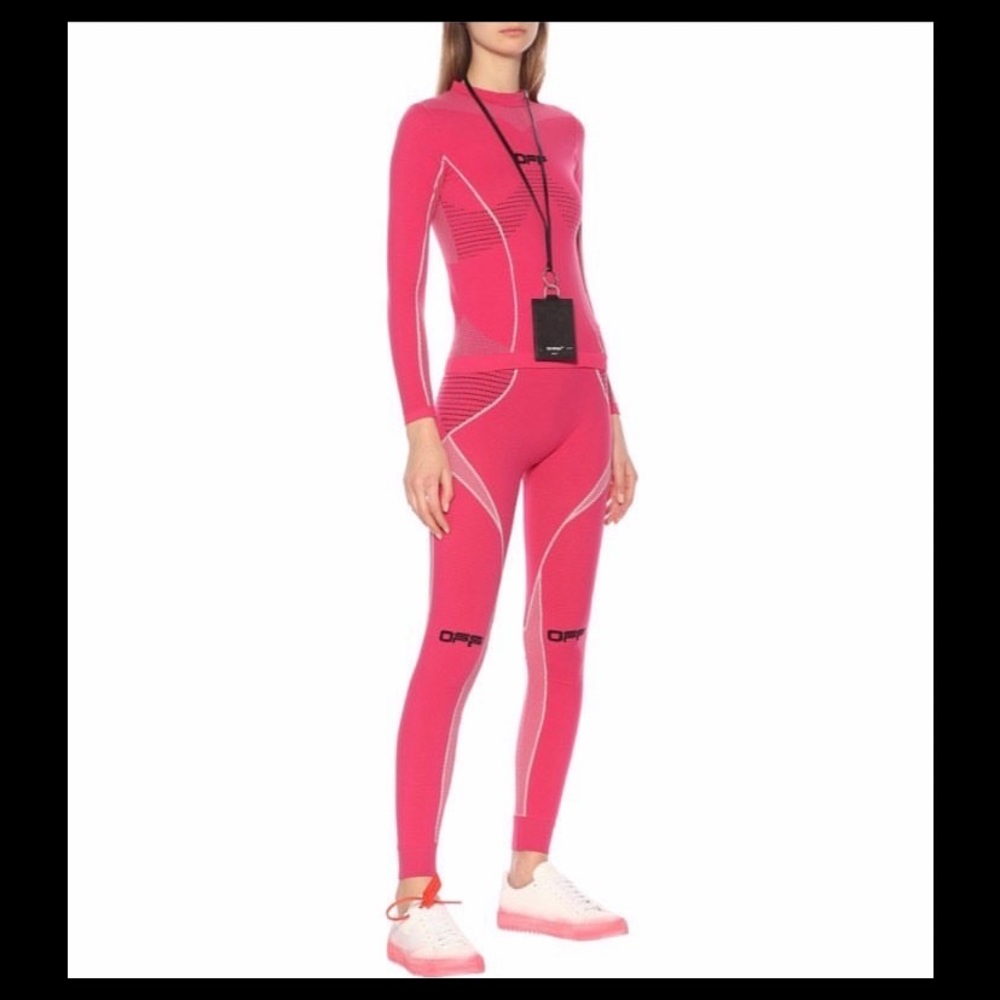 two piece pink off white set